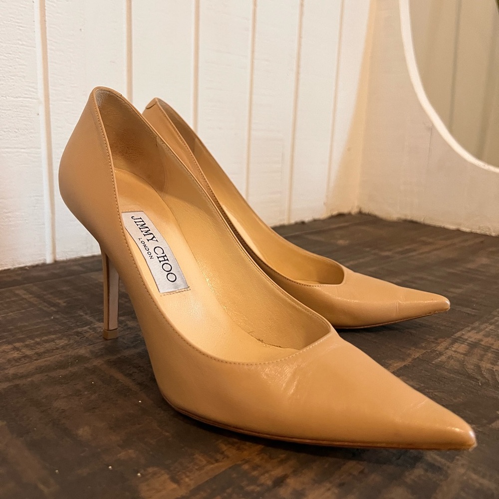 Jimmy Choo Beige Leather Heels